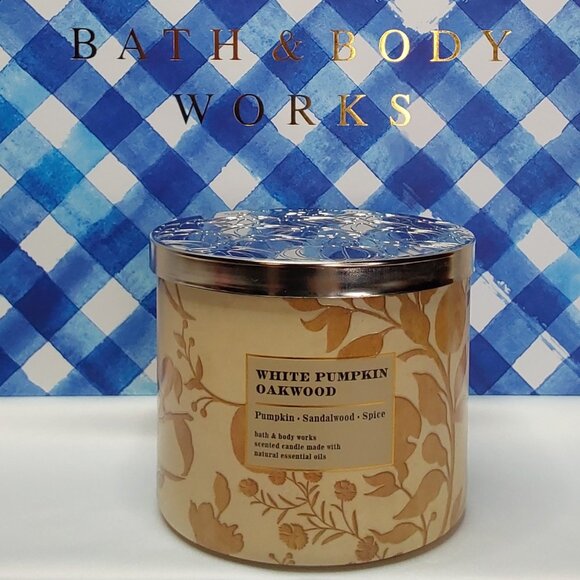 BATH & BODY WORKS 3-WICK CANDLE 'WHITE PUMPKIN OAKWOOD' - Picture 12 of 12